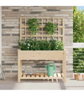 vidaXL Garden Planter Beige 115 x 60.5 x 153 cm Solid Fir Wood