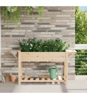 vidaXL Garden Planter Beige 155 x 59 x 76.5 cm Solid Fir Wood
