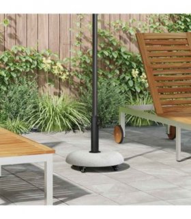 vidaXL Parasol Base 21kg Light Grey Concrete Round — Colour: Light grey stone, Model: with wheels