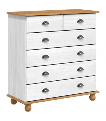 vidaXL Chest of Drawer ASKIM White 91 x 40 x 95.5 cm Solid Pine Wood
