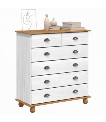 vidaXL Chest of Drawer ASKIM White 91 x 40 x 95.5 cm Solid Pine Wood