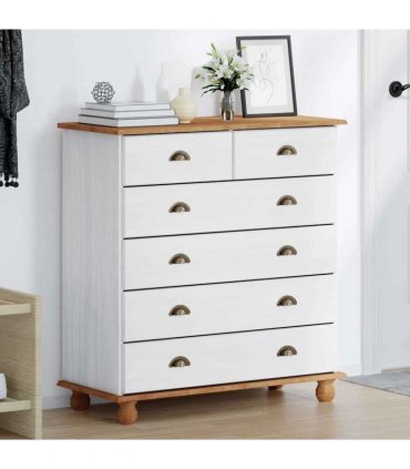vidaXL Chest of Drawer ASKIM White 91 x 40 x 95.5 cm Solid Pine Wood