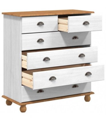 vidaXL Chest of Drawer ASKIM White 91 x 40 x 95.5 cm Solid Pine Wood