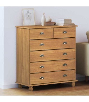 vidaXL Chest of Drawer ASKIM Brown 91 x 40 x 95.5 cm Solid Pine Wood