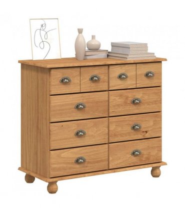 vidaXL Chest of Drawer ASKIM Brown 91 x 40 x 79 cm Solid Pine Wood