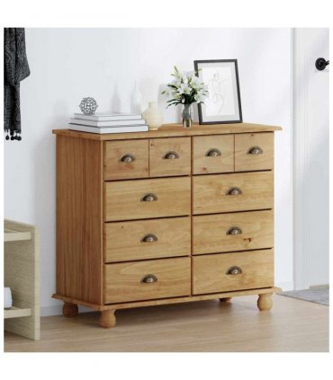 vidaXL Chest of Drawer ASKIM Brown 91 x 40 x 79 cm Solid Pine Wood
