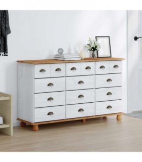 vidaXL Chest of Drawer ASKIM White 79 x 40 x 133.5 cm Solid Pine Wood