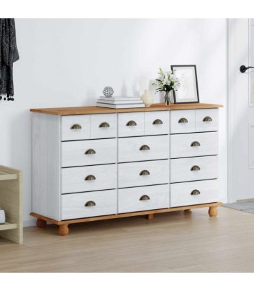 vidaXL Chest of Drawer ASKIM White 79 x 40 x 133.5 cm Solid Pine Wood