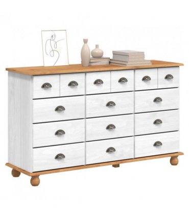 vidaXL Chest of Drawer ASKIM White 79 x 40 x 133.5 cm Solid Pine Wood