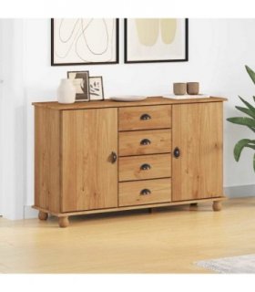 vidaXL Sideboard with Drawer ASKIM 133.5 x 40 x 79 cm Solid pine wood — Colour: Brown