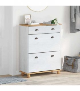 vidaXL Shoe Cabinet ASKIM White 85 x 35 x 108 cm Solid Pine Wood