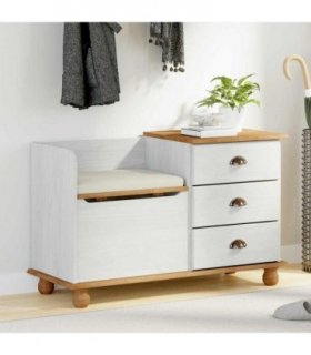 vidaXL Storage Bench ASKIM White 100 x 39 x 62 cm Solid Pine Wood