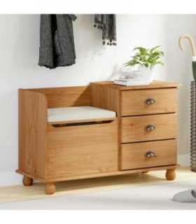 vidaXL Storage Bench ASKIM Brown 100 x 39 x 62 cm Solid Pine Wood
