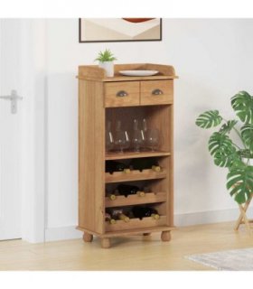 vidaXL Wine Cabinet ASKIM Honey Wax 57 x 37 x 114 cm Solid Pine Wood — Colour: Brown