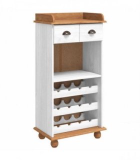 vidaXL Wine Cabinet ASKIM White with Honey Top 57 x 37 x 114 cm