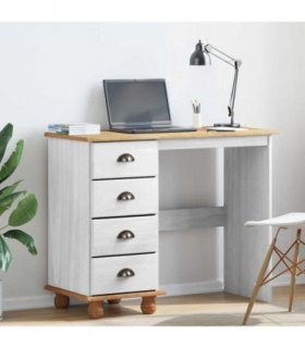 vidaXL Writing Desk ASKIM White 95 x 40 x 75 cm Solid Pine Wood