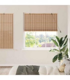 vidaXL Roller Blind Natural and Brown 140 x 160 cm Bamboo