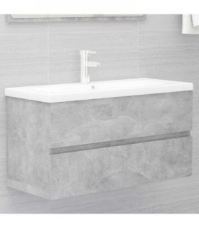 vidaXL Sink Cabinet | Concrete grey | Engineered wood | 90 x 38.5 x 45 cm