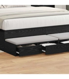vidaXL Bed Drawers Black Oak 140 x 36.5 x 16.5 cm Engineered Wood