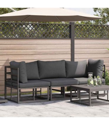 vidaXL Outdoor Furniture 3 Piece Black and Anthracite Metal — Model: 2x corner +middle