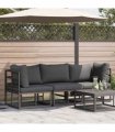 vidaXL Outdoor Furniture 3 Piece Black and Anthracite Metal — Model: 2x corner +middle