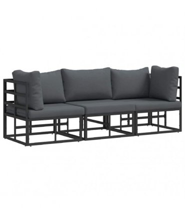 vidaXL Outdoor Furniture 3 Piece Black and Anthracite Metal — Model: 2x corner +middle