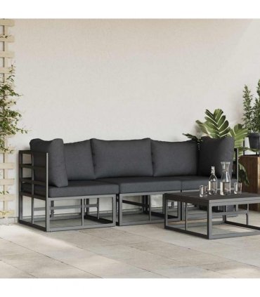 vidaXL Outdoor Furniture 3 Piece Black and Anthracite Metal — Model: 2x corner +middle