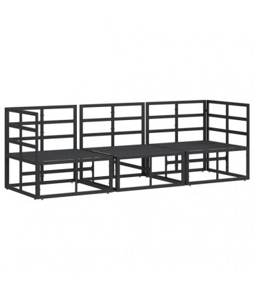 vidaXL Outdoor Furniture 3 Piece Black and Anthracite Metal — Model: 2x corner +middle