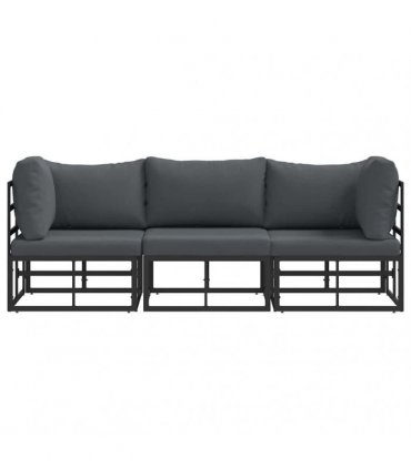 vidaXL Outdoor Furniture 3 Piece Black and Anthracite Metal — Model: 2x corner +middle