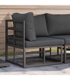 vidaXL Outdoor Furniture Black and Anthracite 71.5 x 71.5 x71 cm Metal — Model: Corner sofa