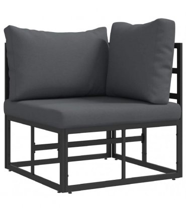 vidaXL Outdoor Furniture Black and Anthracite 71.5 x 71.5 x71 cm Metal — Model: Corner sofa