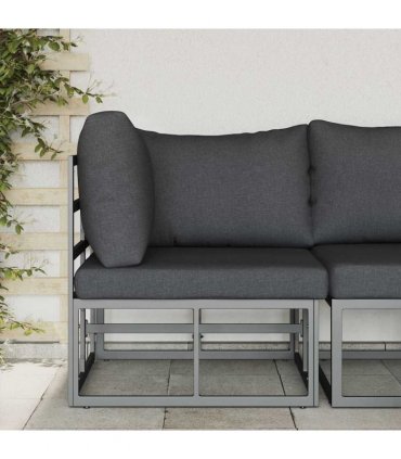 vidaXL Outdoor Furniture Black and Anthracite 71.5 x 71.5 x71 cm Metal — Model: Corner sofa