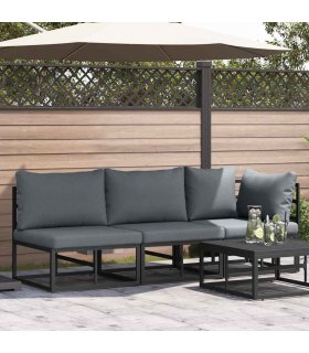 vidaXL Outdoor Furniture 3 Piece Black and Anthracite Metal — Model: 2x middle +corner