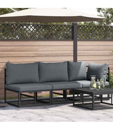 vidaXL Outdoor Furniture 3 Piece Black and Anthracite Metal — Model: 2x middle +corner
