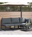 vidaXL Outdoor Furniture 3 Piece Black and Anthracite Metal — Model: 2x middle +corner