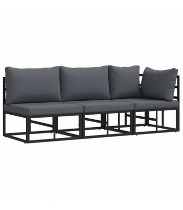 vidaXL Outdoor Furniture 3 Piece Black and Anthracite Metal — Model: 2x middle +corner