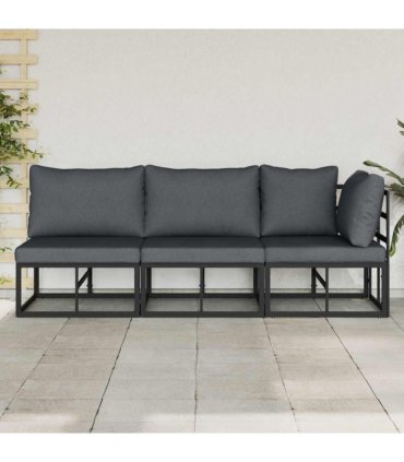 vidaXL Outdoor Furniture 3 Piece Black and Anthracite Metal — Model: 2x middle +corner