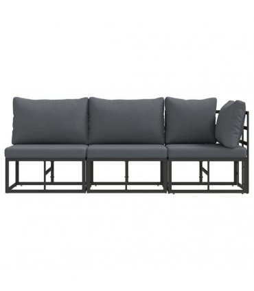 vidaXL Outdoor Furniture 3 Piece Black and Anthracite Metal — Model: 2x middle +corner