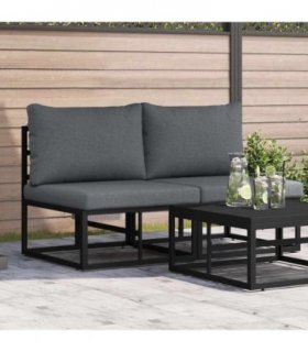vidaXL Outdoor Furniture 2 Piece Black and Anthracite Metal — Model: 2x middle sofa