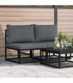 vidaXL Outdoor Furniture 2 Piece Black and Anthracite Metal — Model: 2x middle sofa