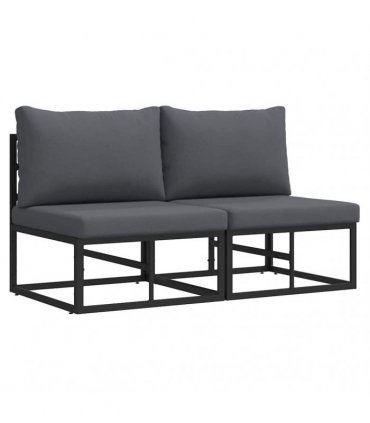 vidaXL Outdoor Furniture 2 Piece Black and Anthracite Metal — Model: 2x middle sofa