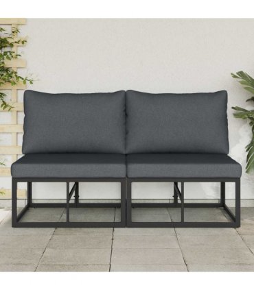 vidaXL Outdoor Furniture 2 Piece Black and Anthracite Metal — Model: 2x middle sofa