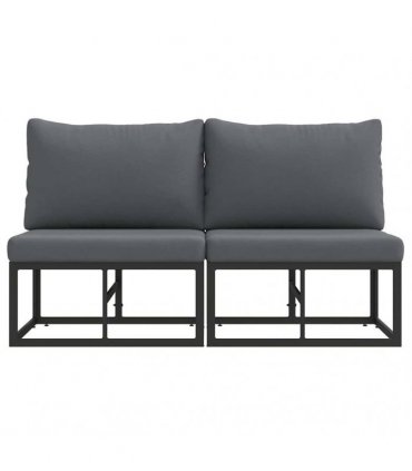 vidaXL Outdoor Furniture 2 Piece Black and Anthracite Metal — Model: 2x middle sofa