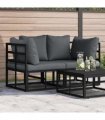 vidaXL Outdoor Furniture 2 Piece Black and Anthracite Metal — Model: 2x corner sofa
