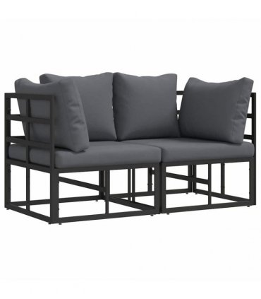 vidaXL Outdoor Furniture 2 Piece Black and Anthracite Metal — Model: 2x corner sofa