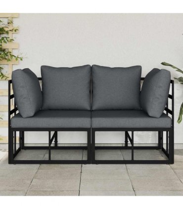 vidaXL Outdoor Furniture 2 Piece Black and Anthracite Metal — Model: 2x corner sofa