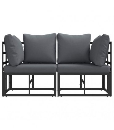 vidaXL Outdoor Furniture 2 Piece Black and Anthracite Metal — Model: 2x corner sofa