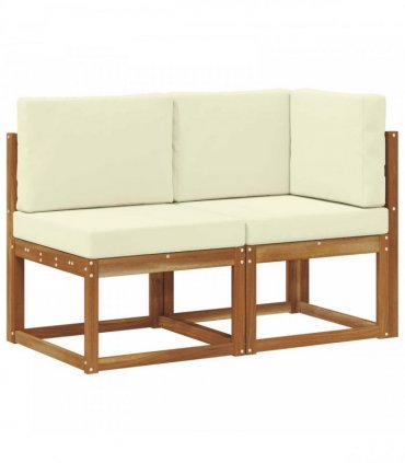 vidaXL Outdoor Middle and Corner Sofa 2 Piece Natural and Cream — Model: 1x middle +1x corner