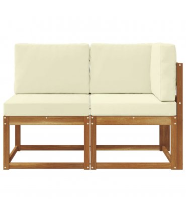 vidaXL Outdoor Middle and Corner Sofa 2 Piece Natural and Cream — Model: 1x middle +1x corner