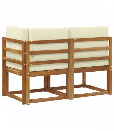 vidaXL Outdoor Middle and Corner Sofa 2 Piece Natural and Cream — Model: 1x middle +1x corner